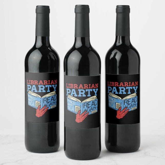 Books - The Librarian Party Book Lover Gift Wine Label (Bottles)
