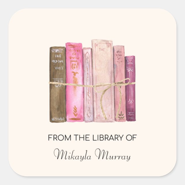 Books Tied With Twine Personalized Bookplate (Front)
