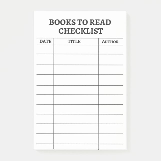 Books To Read Checklist Modern Post-It Notes (Front)