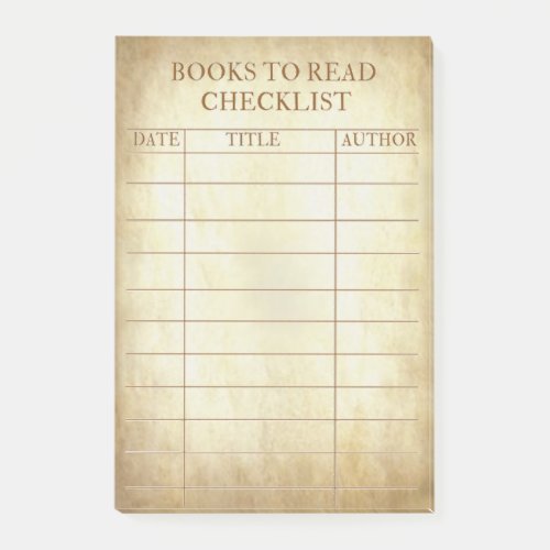 Books To Read Checklist Vintage Effect Notes