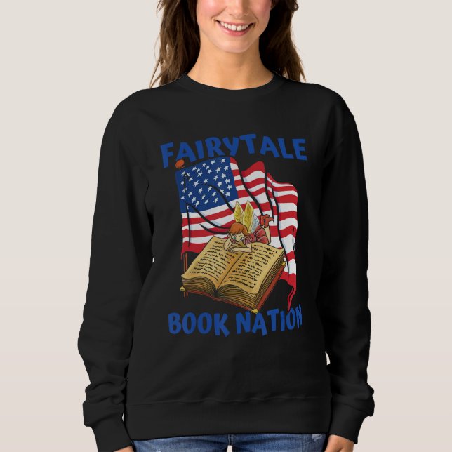 Books Us Flag Bookworm Librarian  Writer Novel Boo Sweatshirt (Front)