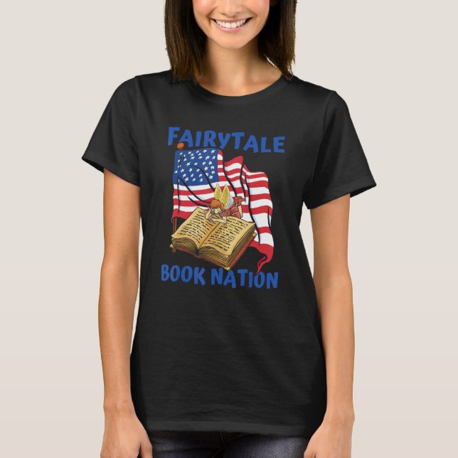 Books Us Flag Bookworm Librarian  Writer Novel Boo T-Shirt (Front)