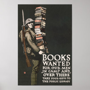 Books Wanted For Our Men In Camp - WW1 Book Drive Poster
