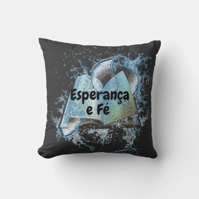 Books & Water Splash Throw Pillow (Front)