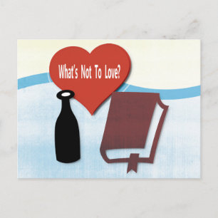 Books, Wine, Reading, Book Club Postcard
