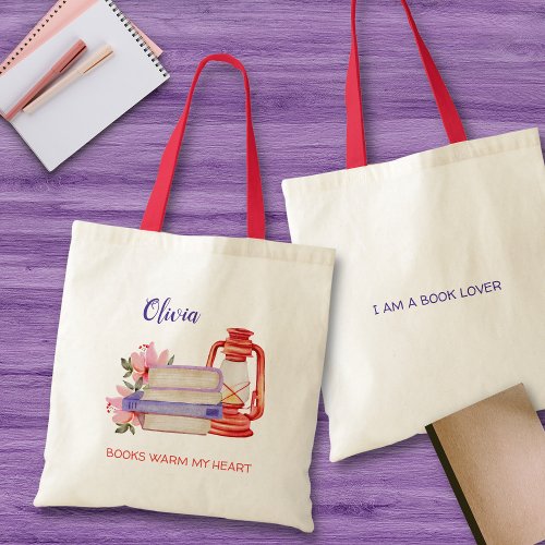 Books with Flowers and Oil Lamp Tote Bag