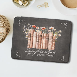 Books with Flowers and Quote on Black Chalkboard Kindle Cover
