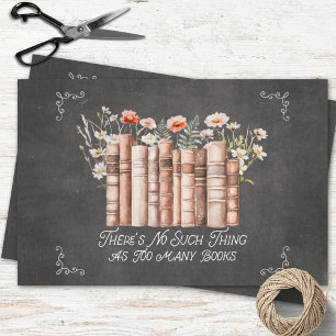 Books with Flowers and Quote on Black Decoupage Tissue Paper