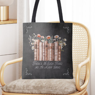 Books with Flowers and Quote on Black Notebook Tote Bag
