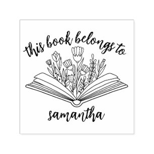 Books with Flowers This Book Belongs to Self-inking Stamp