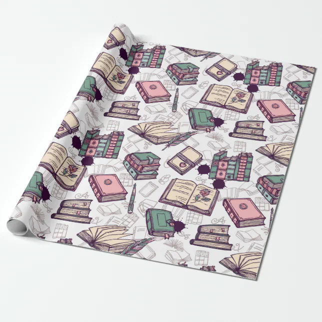 Books Wrapping Paper (Unrolled)