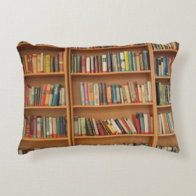 Bookshelf background decorative pillow (Front)
