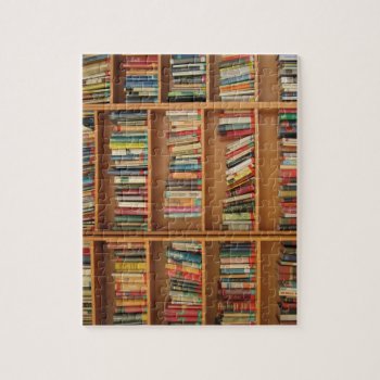 Bookshelf Background Jigsaw Puzzle by Argos_Photography at Zazzle