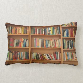 Bookshelf Background Lumbar Pillow by Argos_Photography at Zazzle