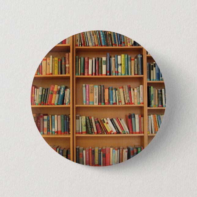 Bookshelf background pinback button (Front)