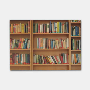Bookshelf background post-it notes