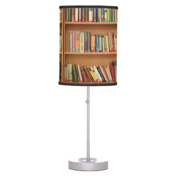 Bookshelf Background Table Lamp by Argos_Photography at Zazzle