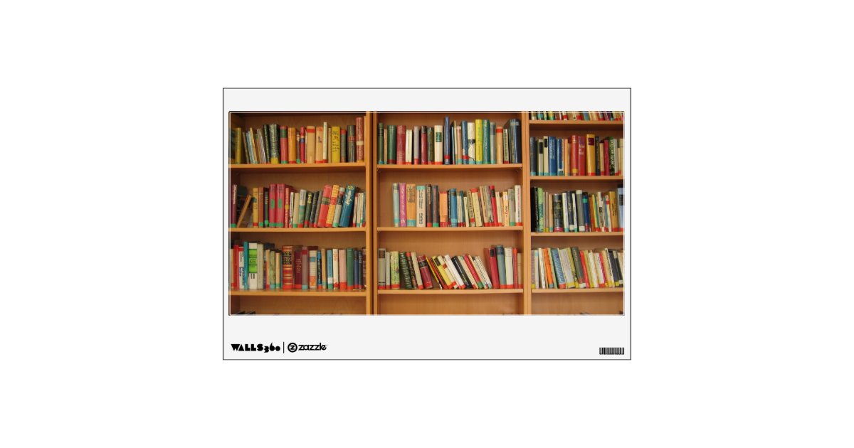 Bookshelf background wall decal Zazzle