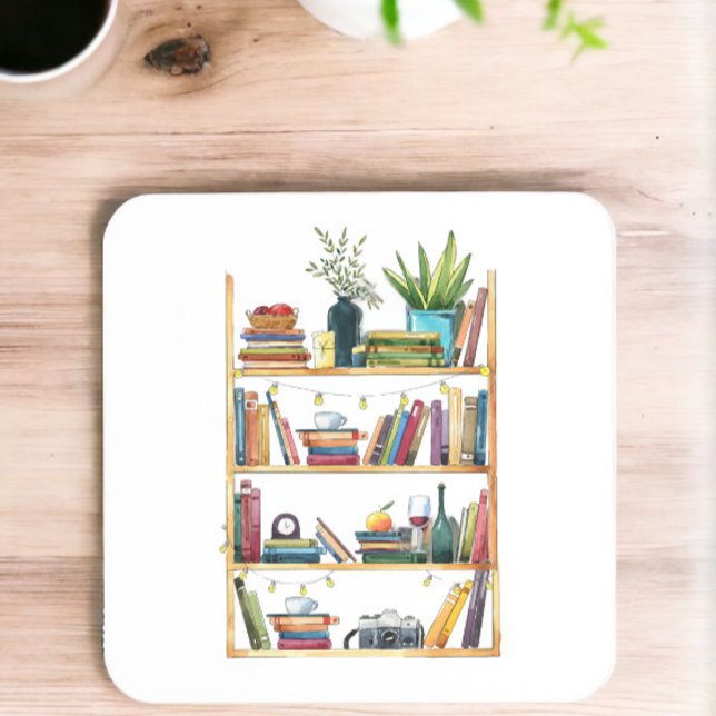 Bookshelf Book Lover Coffee Tea Beverage Coaster (Creator Uploaded)