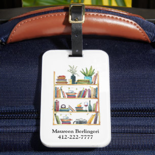 Bookshelf Book Lover Personalized Luggage Tag