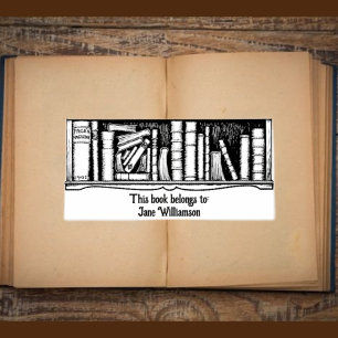 Bookshelf bookplate self-inking stamp