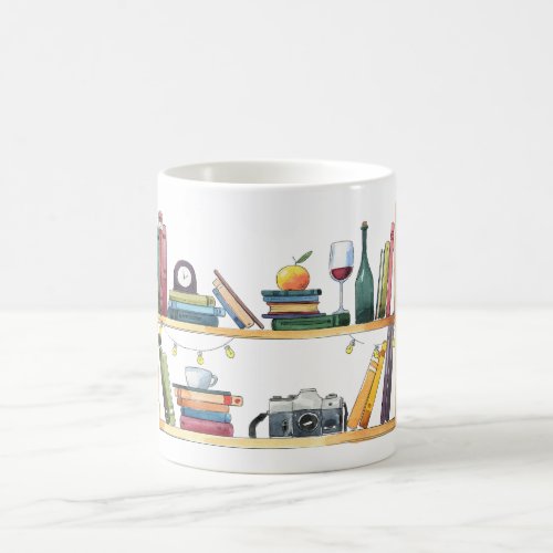 Bookshelf Books Book Lover Reader Home Shelves Coffee Mug