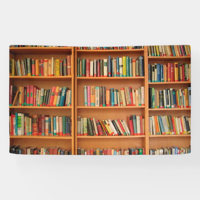 Bookshelf Books Library Bookworm Reading Banner (Horizontal)