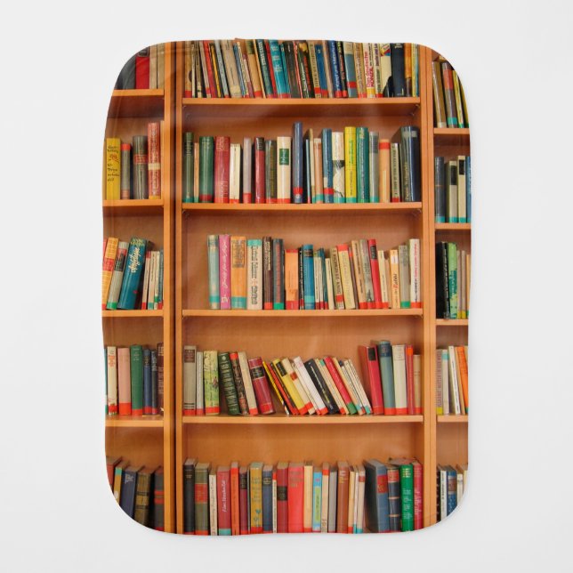 Bookshelf Books Library Bookworm Reading Burp Cloth (Front)