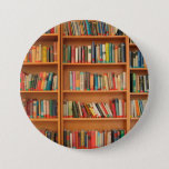 Bookshelf Books Library Bookworm Reading Button at Zazzle