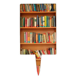 Bookshelf Books Library Bookworm Reading Cake Topper