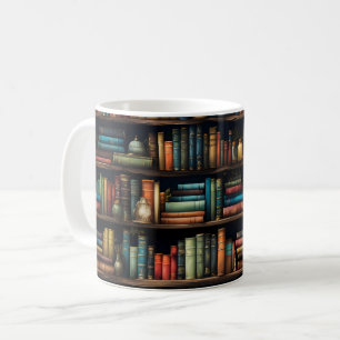 Bookshelf Books Library Bookworm Reading Coffee Mug