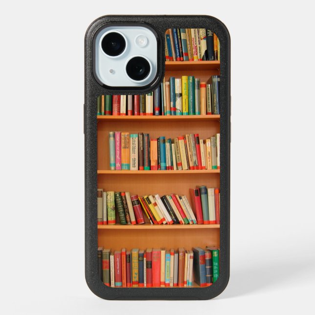 Bookshelf Books Library Bookworm Reading iPhone 15 Case (Back)