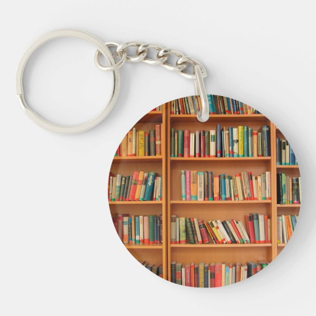 Bookshelf Books Library Bookworm Reading Keychain (Front)