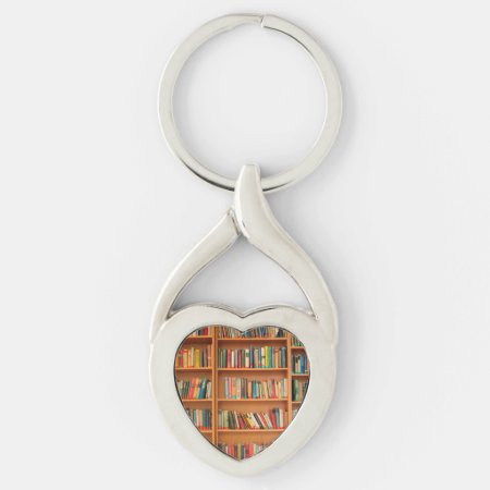 Bookshelf Books Library Bookworm Reading Keychain