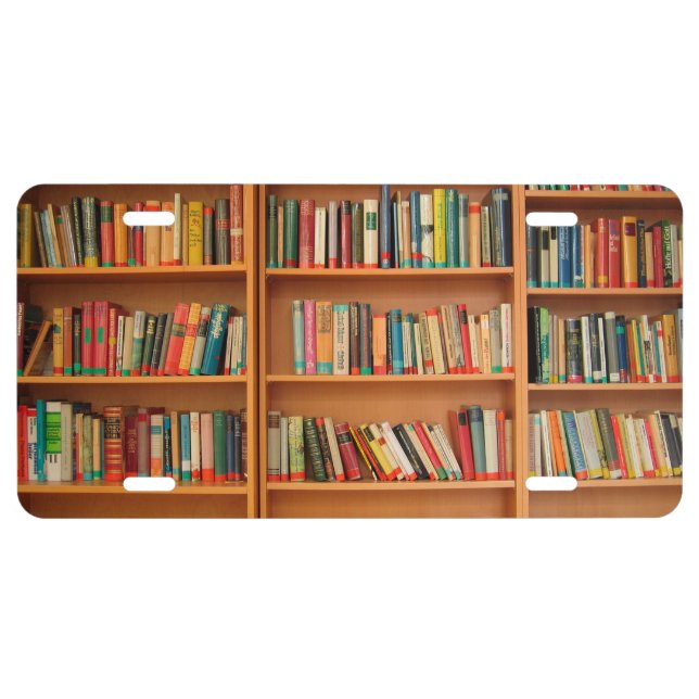 Bookshelf Books Library Bookworm Reading License Plate (Front)