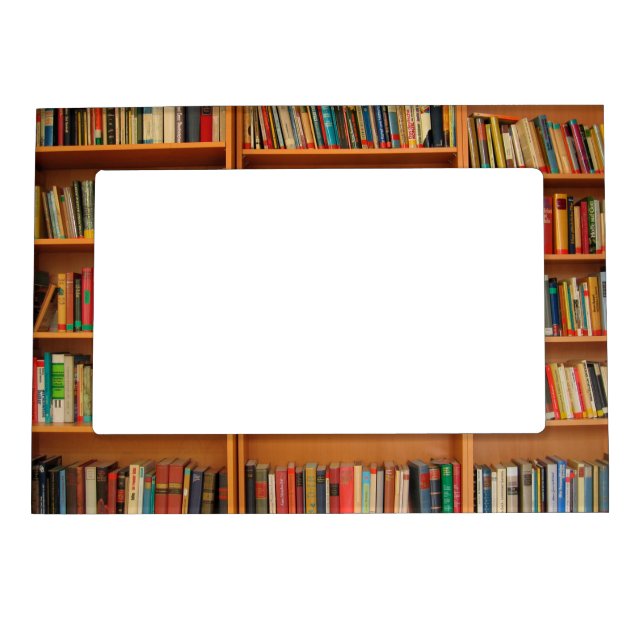 Bookshelf Books Library Bookworm Reading Magnetic Picture Frame (Front)