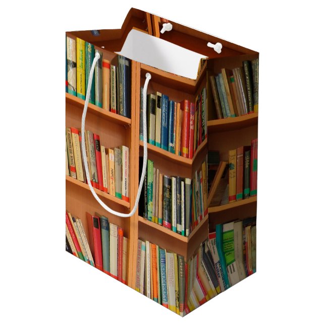 Bookshelf Books Library Bookworm Reading Medium Gift Bag (Front Angled)
