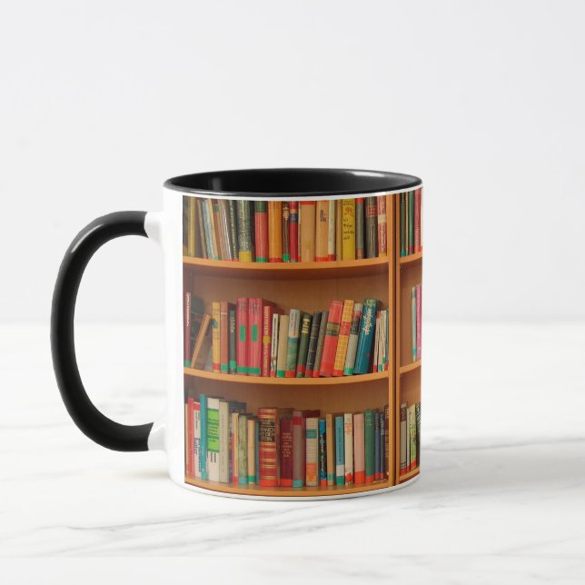 Bookshelf Books Library Bookworm Reading Mug (Left)