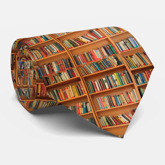 Bookshelf Books Library Bookworm Reading Neck Tie (Rolled)