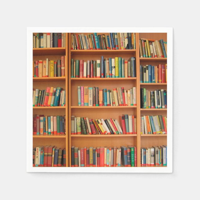 Bookshelf Books Library Bookworm Reading Paper Napkins (Front)