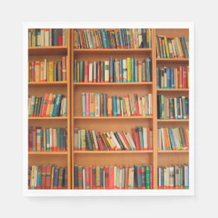 Bookshelf Books Library Bookworm Reading Paper Napkins