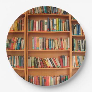 Bookshelf Books Library Bookworm Reading Paper Plates by homedecorshop at Zazzle