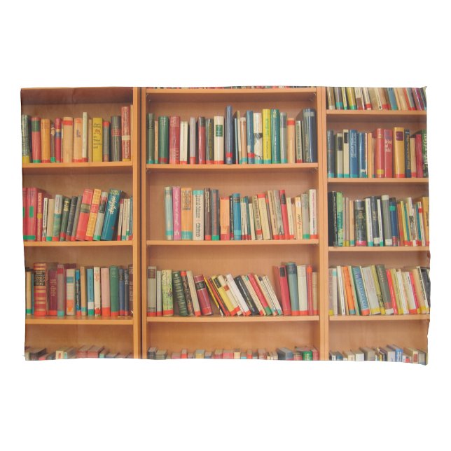 Bookshelf Books Library Bookworm Reading Pillow Case (Front)