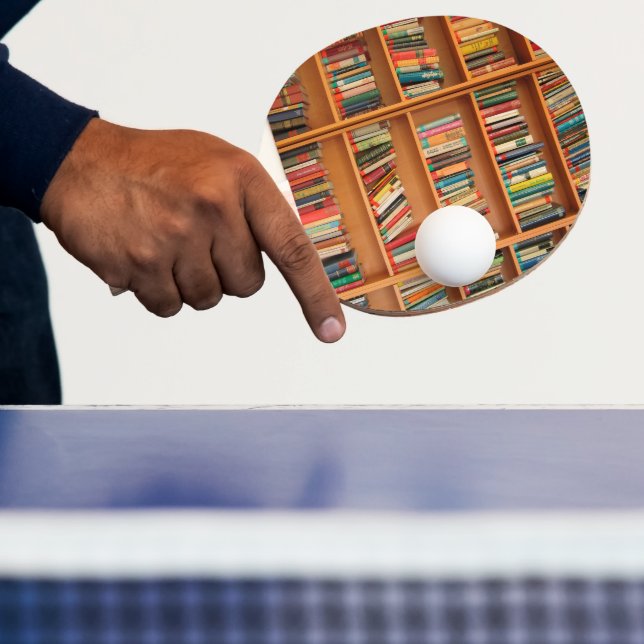 Bookshelf Books Library Bookworm Reading Ping-Pong Paddle (Insitu)