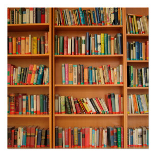 Bookshelf Books Library Bookworm Reading Poster