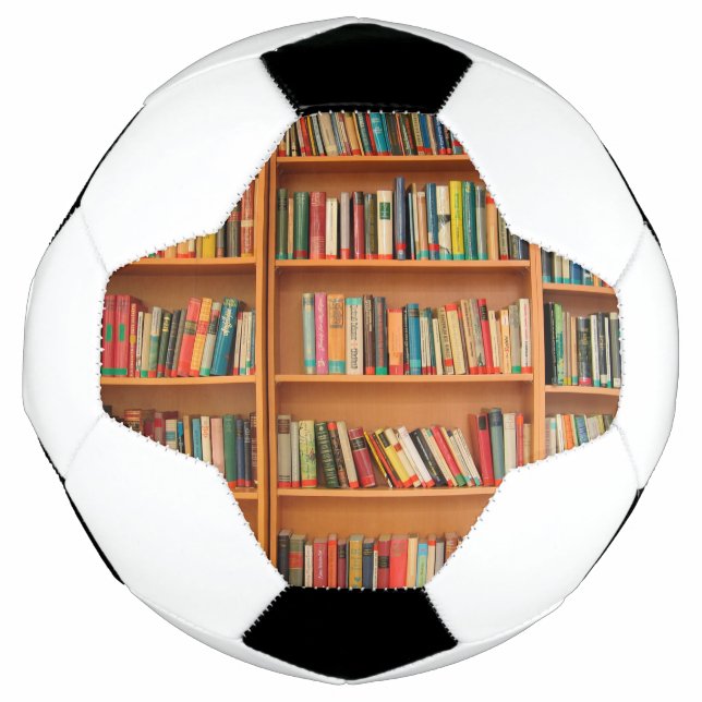 Bookshelf Books Library Bookworm Reading Soccer Ball (Front)