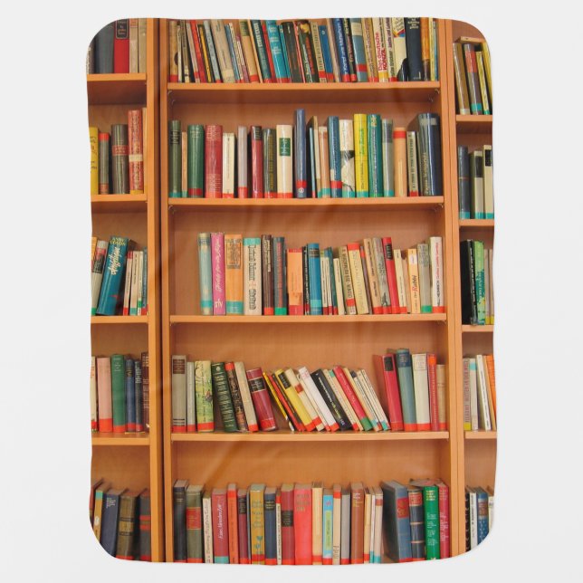 Bookshelf Books Library Bookworm Reading Swaddle Blanket (Front)