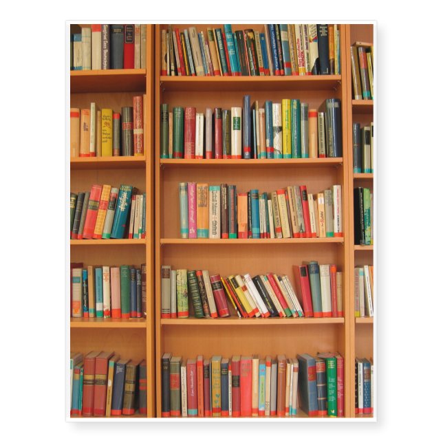 Bookshelf Books Library Bookworm Reading Temporary Tattoos (Front)