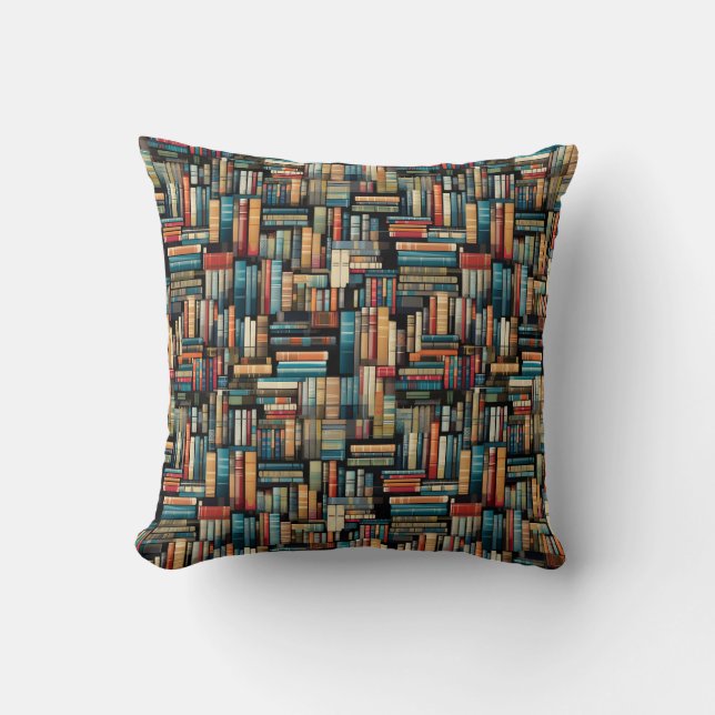 Bookshelf Books Library Bookworm Reading Throw Pillow (Front)