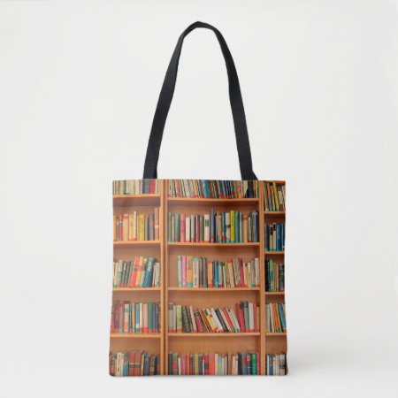 Bookshelf Books Library Bookworm Reading Tote Bag